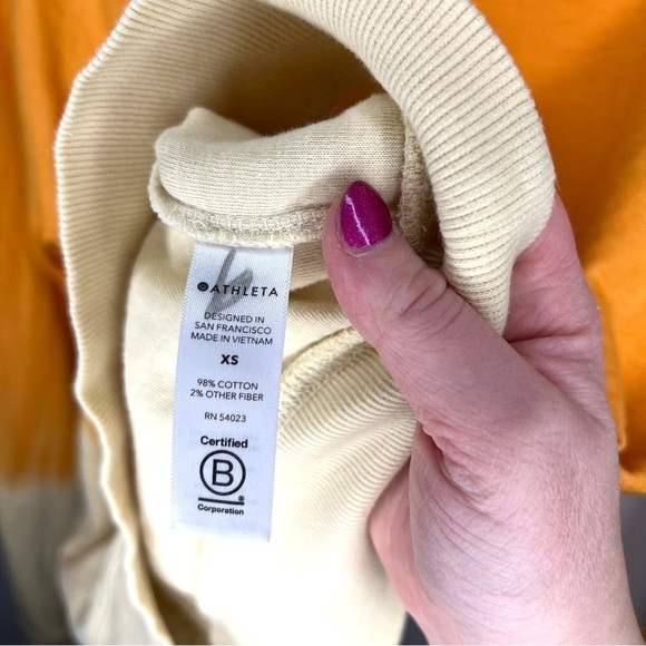 Athleta Orange Tie Dye Ombré Pullover Crewneck Sweatshirt Size Extra Small - Picture 8 of 16
